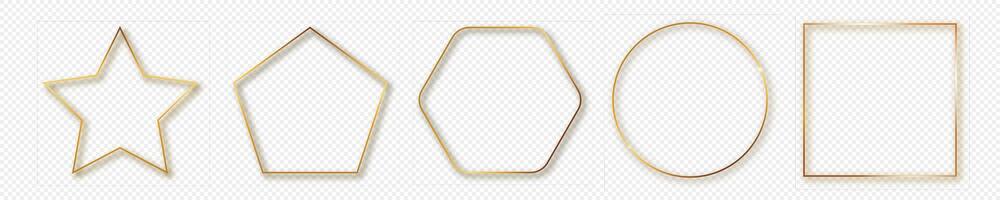 Gold glowing different geometric shape frame vector