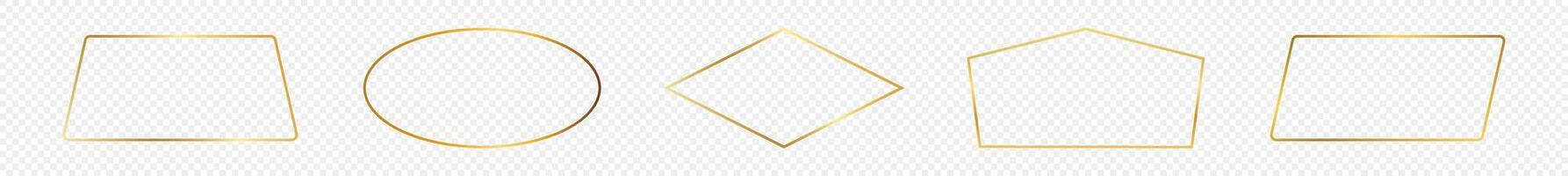 Gold glowing different geometric shape frame vector