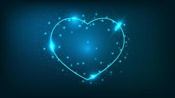 Neon frame in heart form with shining effects vector