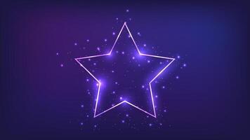 Neon frame in star form with shining effects vector