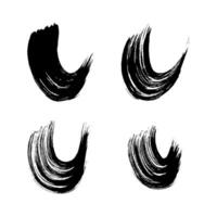 Black grunge semicircular brush strokes vector