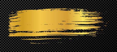 Gold brush stroke. Hand drawn ink spots isolated on dark background. illustration vector