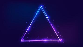 Neon double triangular frame with shining effects vector