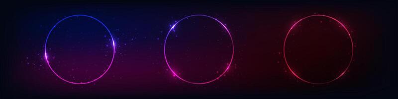 Set of neon frames with shining effects vector
