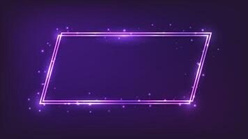 Neon double quadrangle frame vector