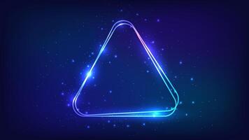 Neon rounded triangle frame with shining effects vector