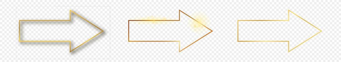 Gold glowing arrow shape frame vector