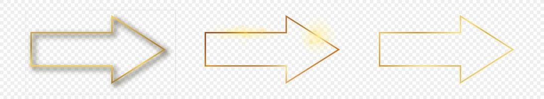 Gold glowing arrow shape frame vector