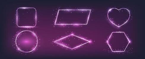 Neon double frame with shining effects vector