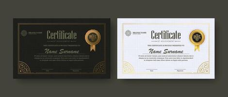 Luxury gold certificate with gold frame color vector