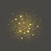 Gold glittering dust on a gray background. Dust with gold glitter effect and empty space for your text. illustration vector