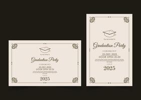 graduation invitation with ornament template vector