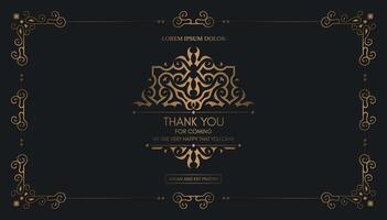 Luxury gold thank you wedding card vector