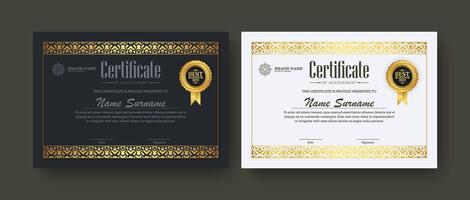 Luxury gold certificate with gold frame color vector