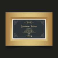 Elegant graduation invitation template with ornament vector