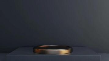 3d podium stand for product presentation with modern concept. Pedestal platform for gadget advertising photo