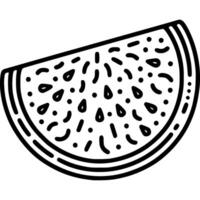 cortar sandía rebanada en monocromo. pedazo de maduro jugoso fruta. sencillo minimalista en negro y blanco dibujo en blanco antecedentes vector