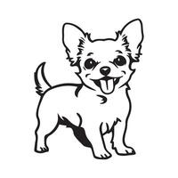 Hand drawn cute dog illustration.silhouette art white background vector