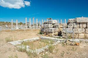 pintoresco restos de el antiguo ciudad de perge en pavo. perge abierto aire museo. foto