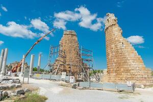 Picturesque ruins of the ancient city of Perge in Turkey. Perge open air museum. photo