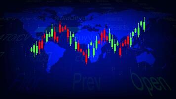 Candlestick Green and Red Symbol Trade with Bar chart with the map background for stock Digital concept financial illustration vector