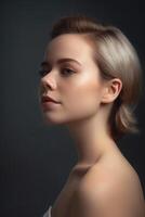 Portrait of beautiful young woman model. photo