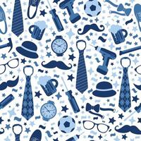 Seamless pattern with mens accessories in blue and white colors vector