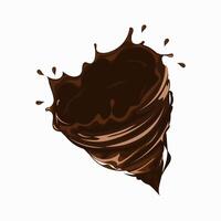 chocolate Leche tornado tornado, torbellino, salpicar con gotas vector