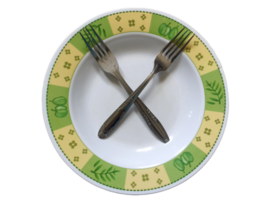 Plastic plate with fork png