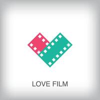 Film strip modern logo from heart. Unique color transitions. Romantic movie and business logo template. vector