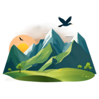 vert montagnes graphique png