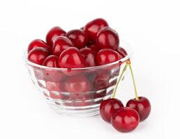 sweet cherries on white photo