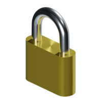 a 3d isometric locked with metal material and yellow secure body icon png