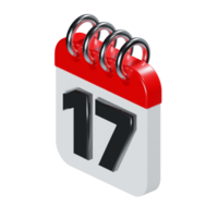 ein 3d isometrisch Kalender mit Nummer 17 auf es und rot Header Symbol png