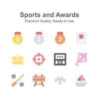 Take a look at creative icons set of sports and awards vector