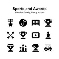 Visually appealing sports and awards icons set in modern style vector