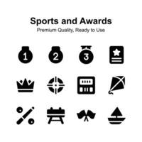 Take a look at creative icons set of sports and awards vector