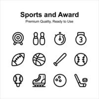 Pack of sports and awards icons up for premium use vector