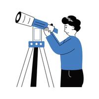 A man seeing moon of eid with telescope, well designed character illustration vector