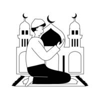 Muslim man doing eid prayer, ready to use character illustration vector