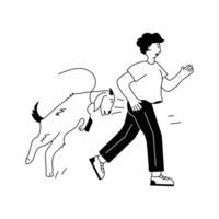 Goat kicks a man, man running away from goat, eid al adha illustration vector