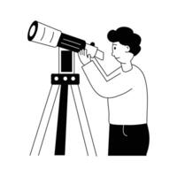 A man seeing moon of eid with telescope, well designed character illustration vector