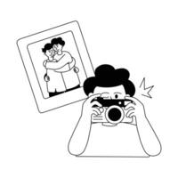 un hombre participación cámara a hacer clic fotos, concepto ilustración de eid fotos vector