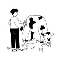 A cow eating grass, eid al adha celebration, illustration vector