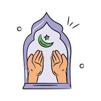 Get this creative praying hands doodle icon, ready to use vector