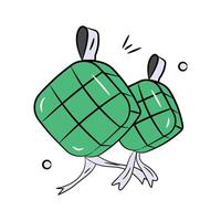 Hand drawn doodle icon of ketupat, ready to use vector