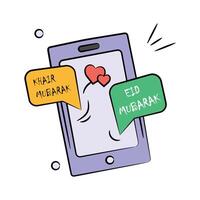Eid mubarak messages, modern icon of online greetings vector