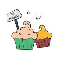 Ready to use icon of cupcake in modern doodle style vector