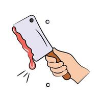 Get this amazing icon of doodle icon of butcher hand, cleaver knife vector