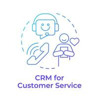 CRM for customer service blue gradient concept icon. Consumer satisfaction, client experience. Round shape line illustration. Abstract idea. Graphic design. Easy to use in infographic, presentation vector